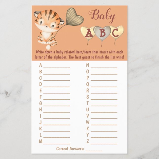 Baby Tiger | ABC Baby Shooting Game Card Flyer (Vorne)