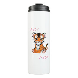 🐯Baby Tiger Art with Pink Butterflies - Thermosbecher