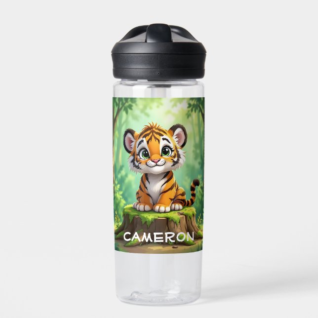 Baby Tiger | Cute Cartoon Kid's Nursery Art Trinkflasche (Vorderseite)