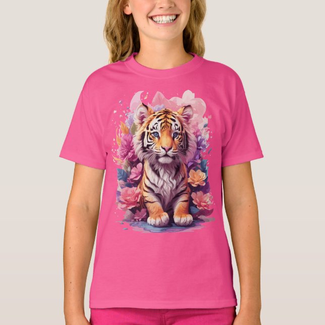 Baby Tiger Floral T-Shirt (Vorderseite)