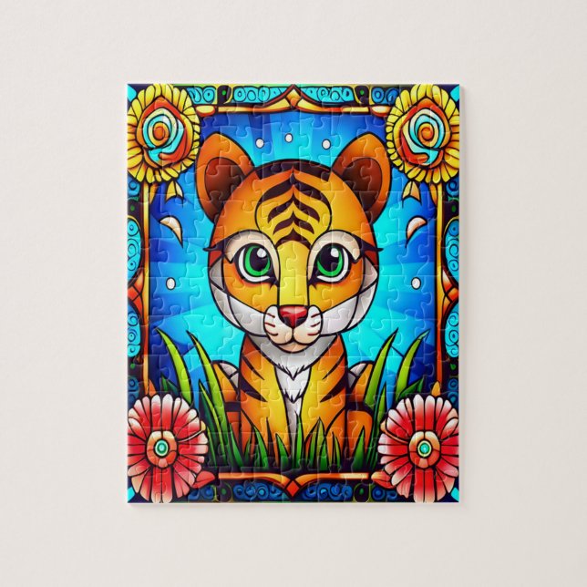 Baby Tiger im Dschungelpuzzle Puzzle (Vertikal)