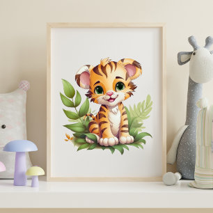 Baby Tiger Jungle Verlasse Kinderzimmer Wine Art Poster