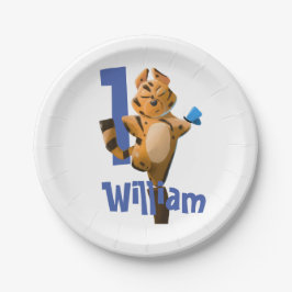 Baby Tiger Kariert First Birthday Classic Pappteller