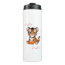 🐯Baby-Tiger-Kunst mit rosa Schmetterlingen -