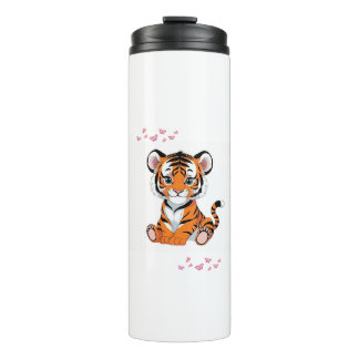 🐯Baby-Tiger-Kunst mit rosa Schmetterlingen - Thermosbecher