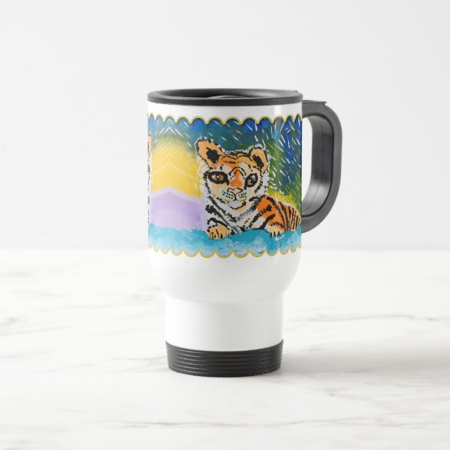 Baby Tiger "Kunst von Kindern" Reisebecher (VorderseiteRechts)