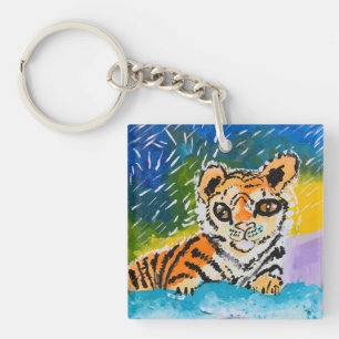 Baby Tiger "Kunst von Kindern" Schlüsselanhänger