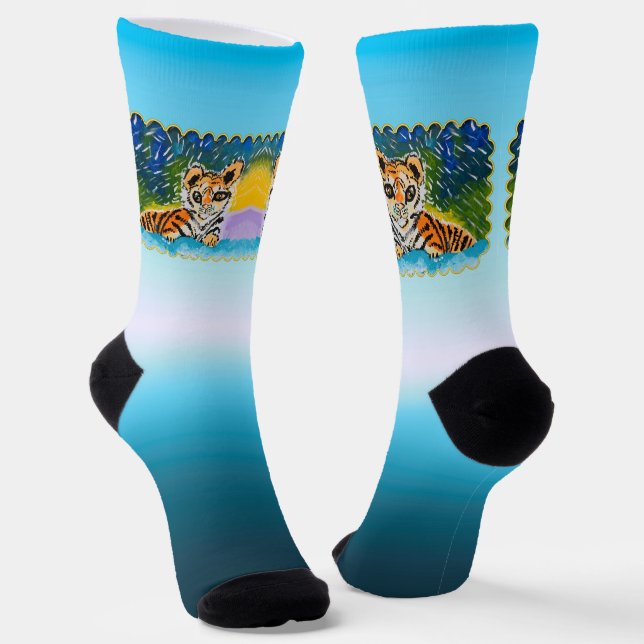 Baby Tiger "Kunst von Kindern" Socken (Gewinkelt)