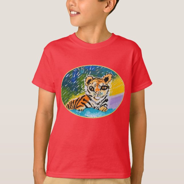 Baby Tiger "Kunst von Kindern" T-Shirt (Vorderseite)
