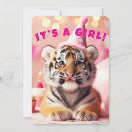 Baby Tiger Niedlich Baby Reveal Girl Pink Dankeskarte