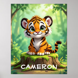Baby Tiger   Süße Cartoon-Kinderzimmer-Kunst Poster