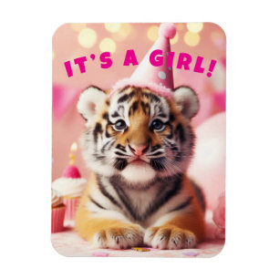 Baby-Tiger Süßes Baby Reveal Mädchen Rosa Magnet
