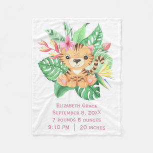 Baby Tiger Tropical Blume Geburtsstaates Fleecedecke
