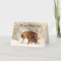 Baby tiger und Tiger Mom in einem verschneiten Wal