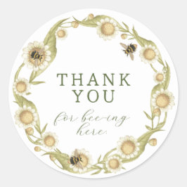 Baby to Bee Daisy Wildblume Wreath Vielen Dank Runder Aufkleber