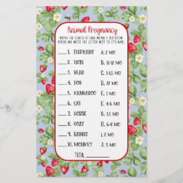 Baby to Bee Strawberry Animal Shower Game Girl Flyer