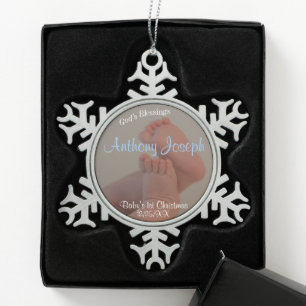Baby Toes Jungen-1. Schneeflocken Zinn-Ornament