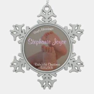 Baby Toes Mädchen-1. Schneeflocken Zinn-Ornament