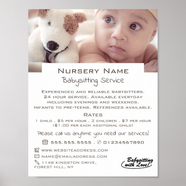 Baby & Toy Hund Babysitter, Tagesbetreuung, Kinder Poster (Vorne)