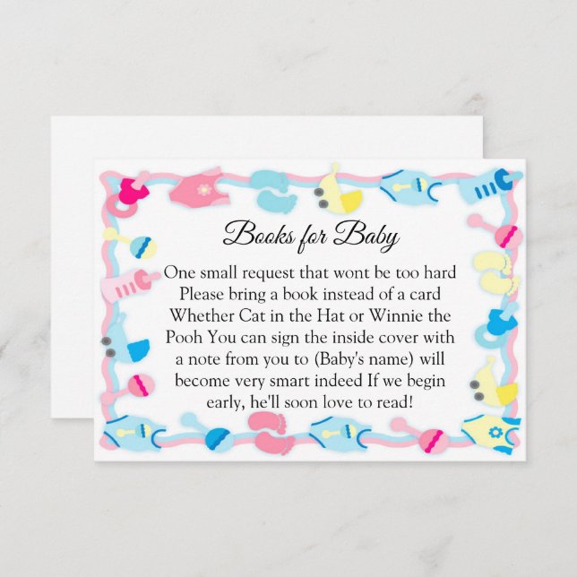 Baby Toys Babydusche Bücher für Baby Einladung (Vorne/Hinten)