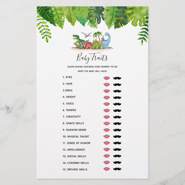 Baby Tracks Dinosaur Baby Shower Game (Vorderseite)