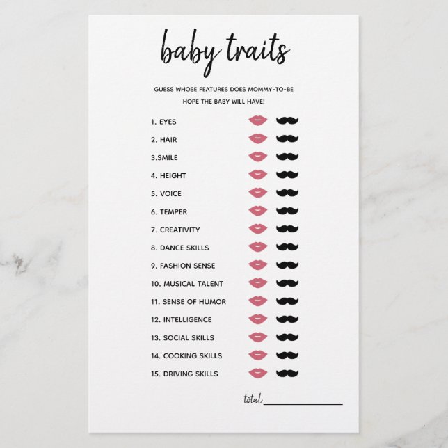 Baby Tracks Minimalistisches Baby Shower Game (Vorderseite)