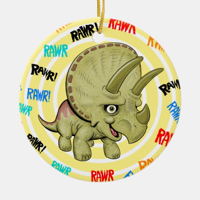 Baby Triceratops Keramik Ornament (Vorne)