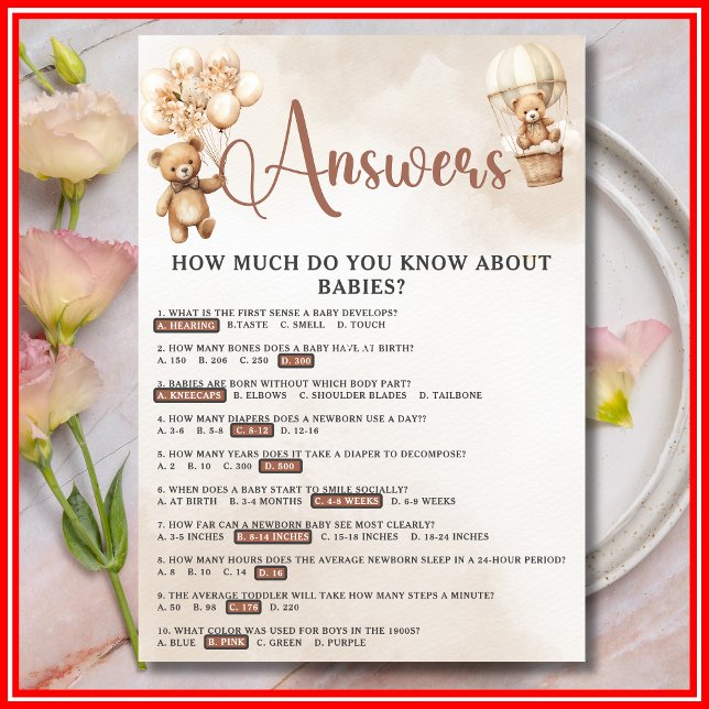 BABY TRIVIA & ANSWERS Kinderduschenspiel Niedliche Einladung (Von Creator hochgeladen)