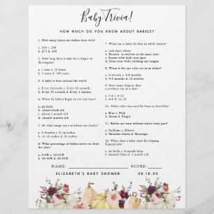 Baby Trivia   Baby Shower Spiel