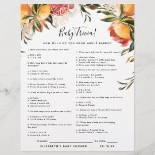 Baby Trivia Baby Shower Spiel