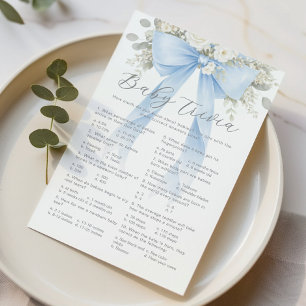 Baby Trivia Blaues Blumenband Baby Shower Spiel
