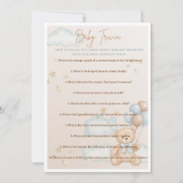 Baby Trivia Game for Boy Baby Shooter, Teddy Bear Einladung