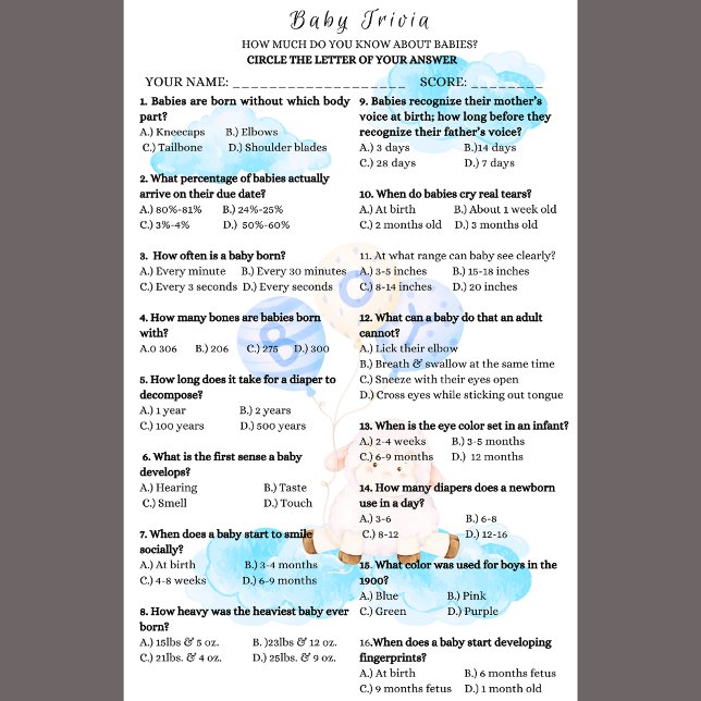 Baby Trivia Little Blue Lamb Shower Game (Von Creator hochgeladen)