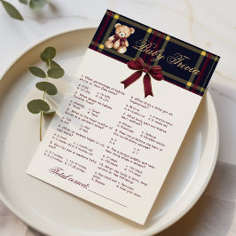 Baby Trivia Polo Teddy Bear Wine Red Kariert Game