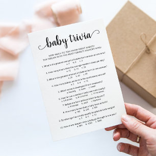 Baby Trivia-Spiel mit Antworten Baby Shower Karte
