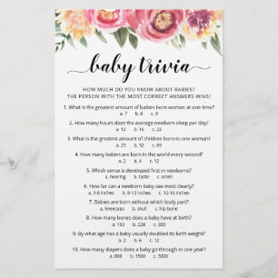 Baby Trivia Spiel mit dem Answers Baby Dusche Part