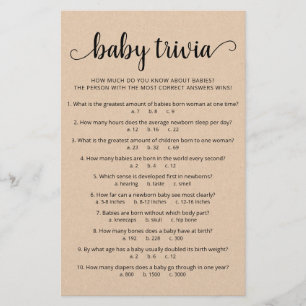 Baby Trivia Spiel mit dem Answers Baby Dusche Part