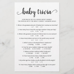 Baby Trivia Spiel mit dem Answers Baby Dusche Part