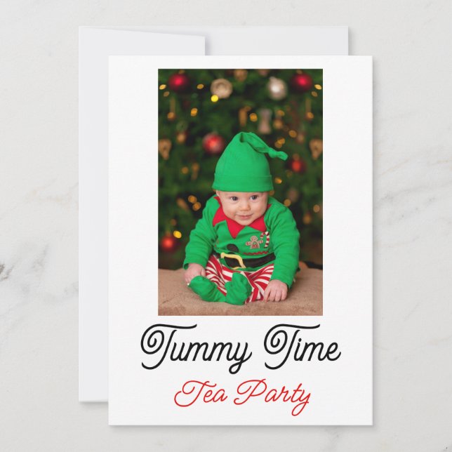 Baby Tummy Time, Christmas Tee personalisieren Tex Einladung (Vorderseite)
