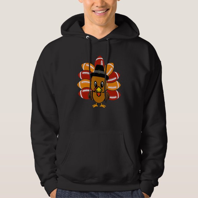 Baby Turkey and Football Balls Sport Thanksgiving  Hoodie (Vorderseite)
