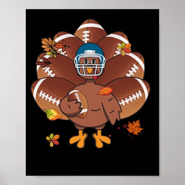 Baby Turkey und Football Balls Sport Erntedank Poster (Vorne)