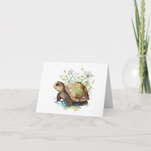 Baby Turtle mit Daisies Blank Greeting Karte