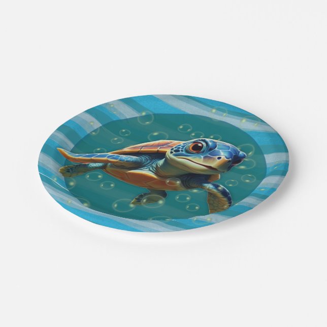 Baby Turtle Paper Plate Pappteller (Schrägansicht)