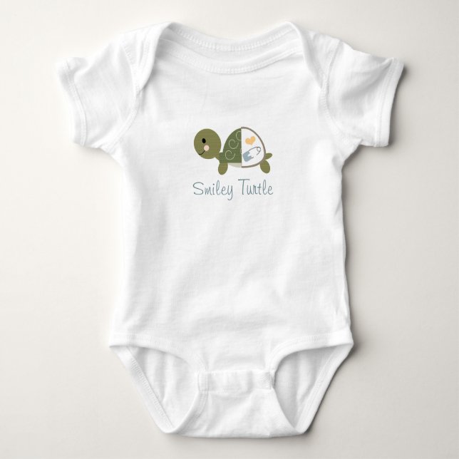 Baby Turtle Säugling Bodysuit Blue Diaper Button Strampler (Vorderseite)