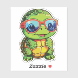 Baby Turtle Sticker with Glasses - Kawaii Vinyl 