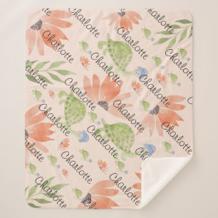 Baby Turtle Watercolor Handgemalt Sherpadecke