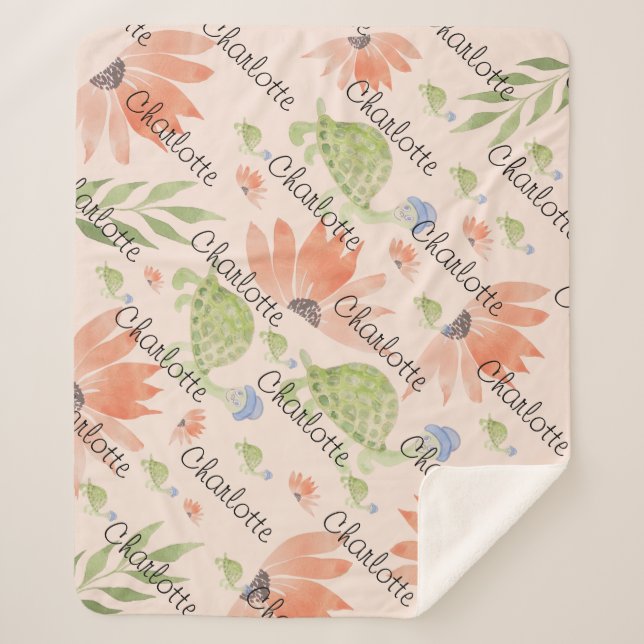 Baby Turtle Watercolor Handgemalt Sherpadecke (Vorderseite)