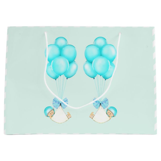 Baby Twin Boys Große Geschenktüte (Vorderseite)