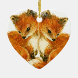 Baby Twin Foxes Keramikornament