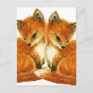 Baby Twin Foxes Postkarte